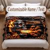Skull Gothic Theme Soft Blanket Personalized Custom Name Text Print Warm Blanket Home Sofa Bedroom Decor
