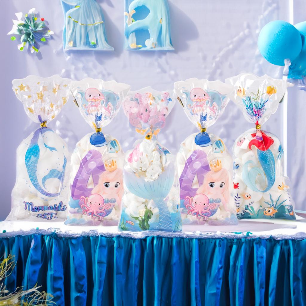 50pcs Jungle Safari/Dinosaur/Unicorn Party Gift Bags Plastic Candy Treat Bag Party Decorations for Kids Birthday Baby Shower
