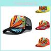 Leaf Embroidered Colorful Mesh Baseball Cap Outdoor Breathable Sun Protection