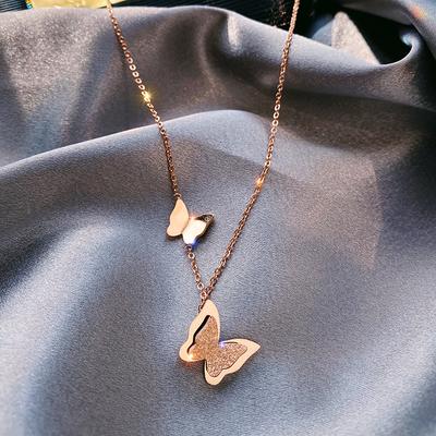Butterfly Pendant, Titanium Steel Non-Fading Necklace, Short Collarbone Chain, Simple And Fashionable Design, Simple Necklace.