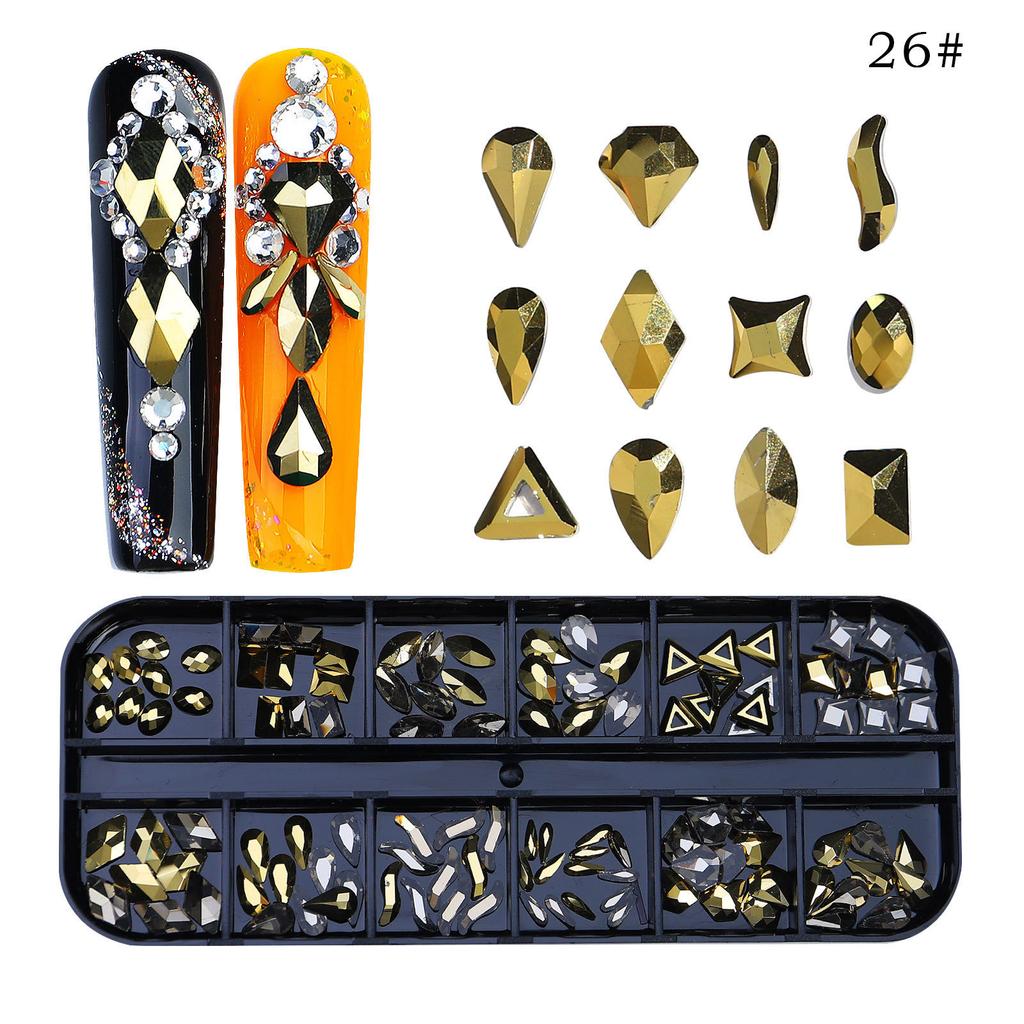 New 12 Grid Nail Drill Irregular Flat Bottomed Rhinestone AB Nail Accessory Nail Decoration