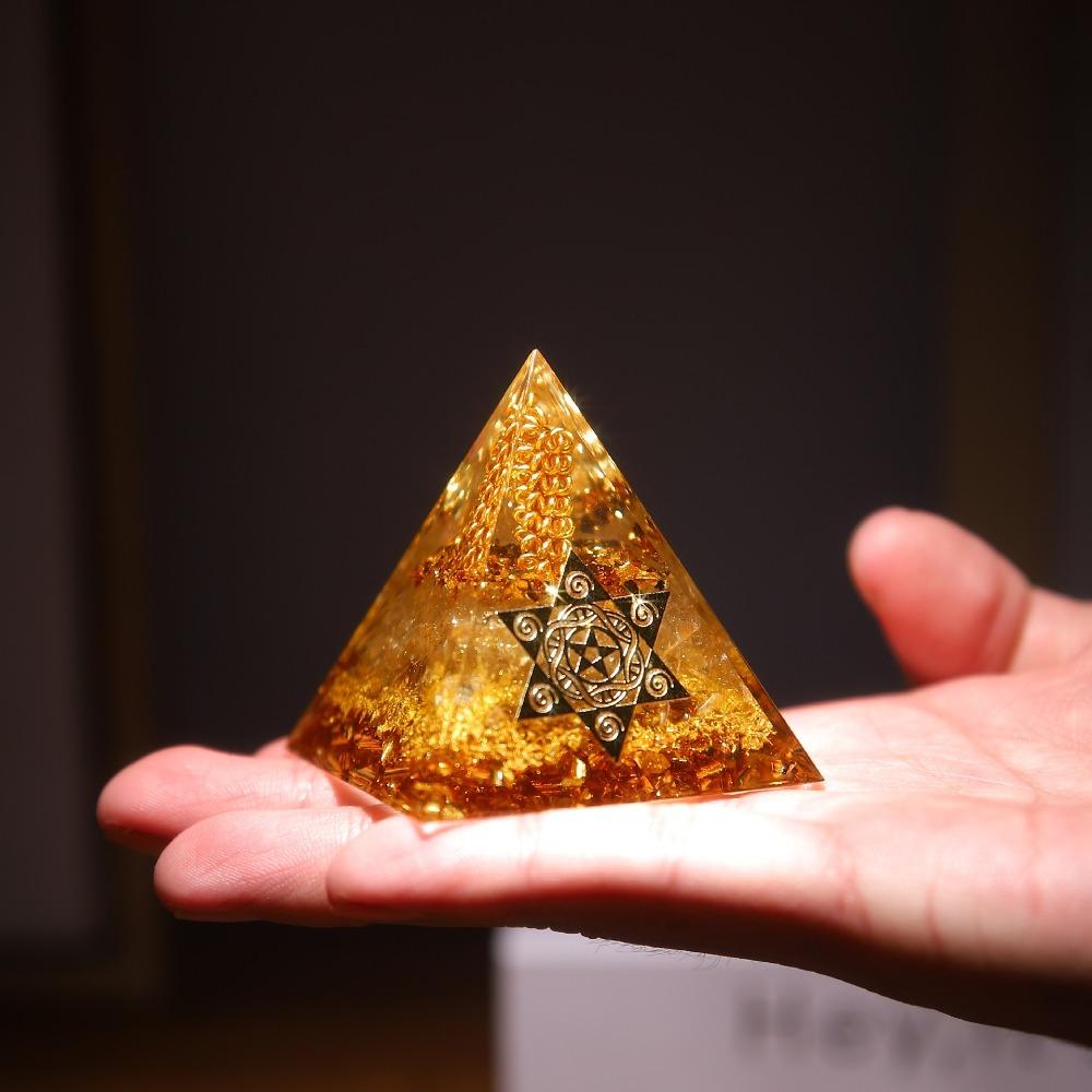 Cube Design Citrine Orgonite Pyramid Resin Prosperity Attraction Crystal  for Wealth Attraction