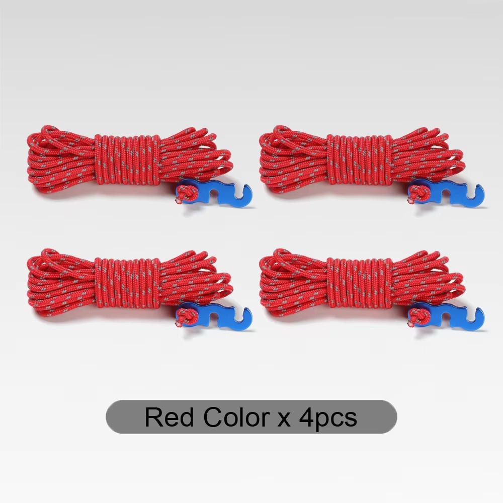 4pcs Durable Camping Tent Ropes Reflective Windproof Reinforced Canopy Accessories with Safety Buckles for Outdoor