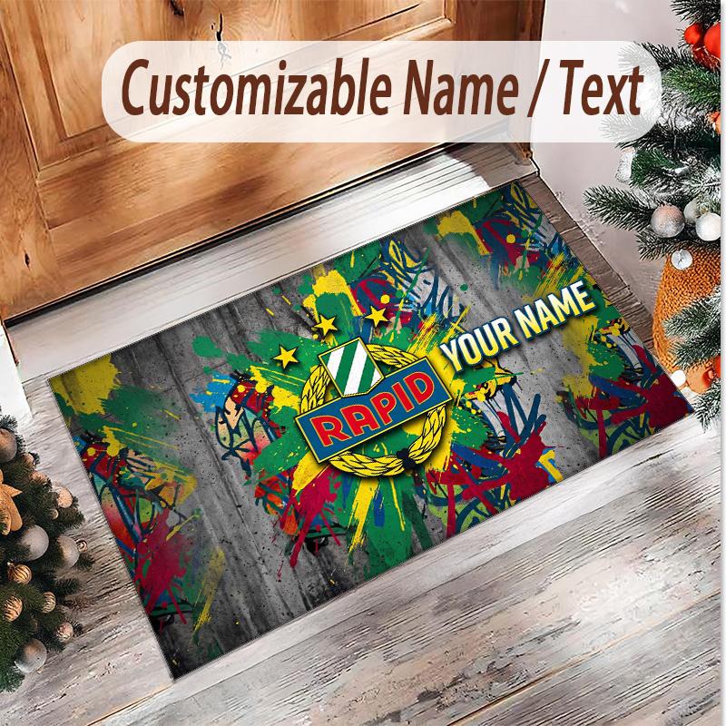 Personalized Crystal Velvet Carpet Rapid Wien FC Pattern Non Slip Floor Rug