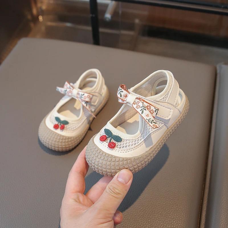 

Baby Girls Sandals Cut-outs Cherry Children Beach Shoes Toddler Kids Summer Princess Shoes Anti Slip Soft Sole Babies Sandals 23 бежевий