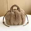 New Plush Bag Imitation Rabbit Fur Cute Pumpkin Bag Portable Lady Bag Autumn and Winter Clouds Soft and Cute Temperament Shoulder Messenger Bag