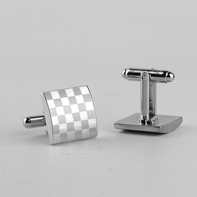 Funny Mens Laser Grid Pattern Square Cufflinks