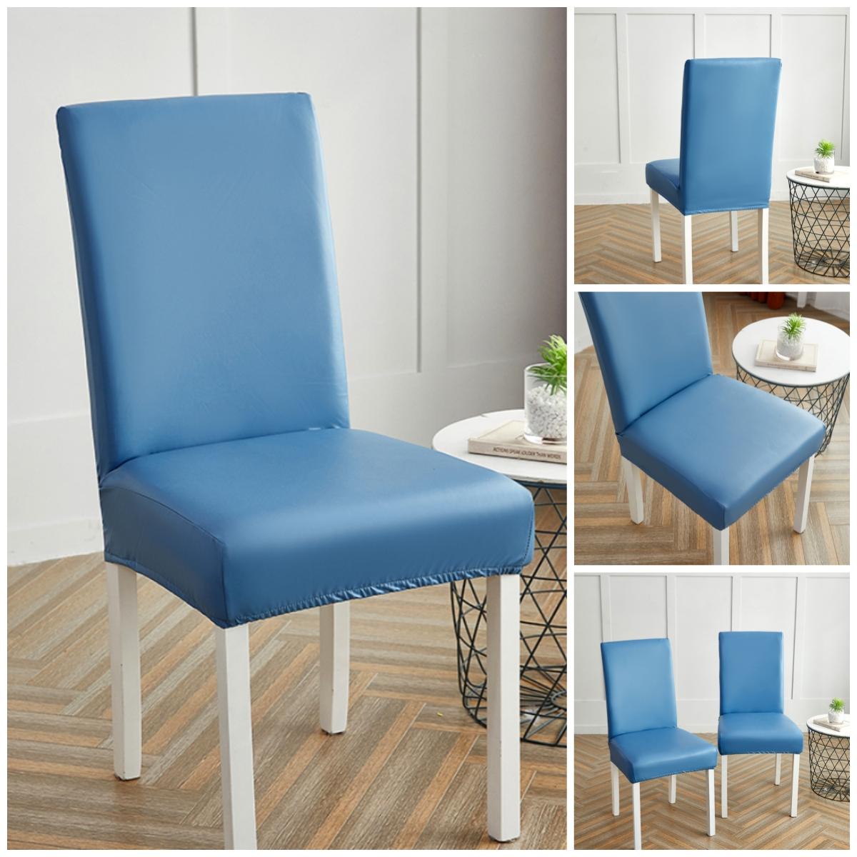 Waterdichte Stretch Kunstleren Stoelhoes Meerkleurig Eetkamer Slipcover voor Keuken Restaurant Huisdecoratie 2-Piece Set