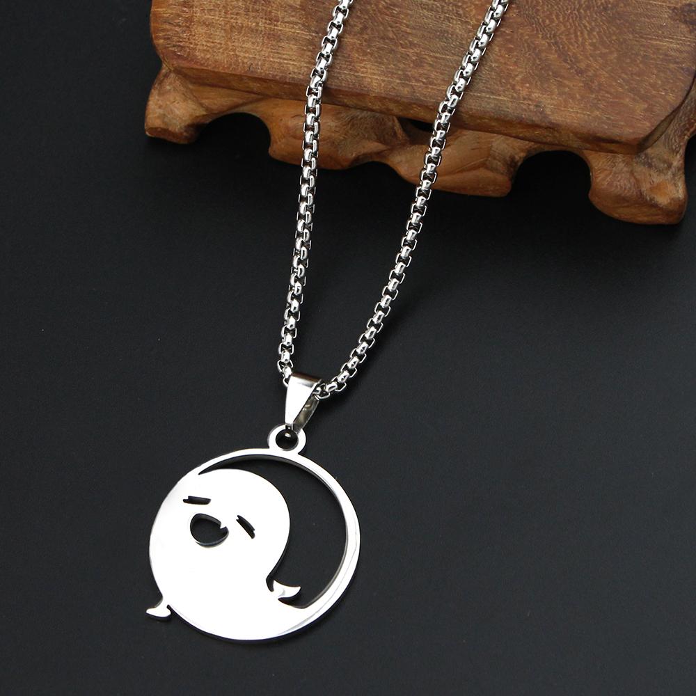 Genshin Impact Pendant Necklace Teen Cute Anime Cartoon Ghost Stainless Steel Necklace for Men Women Jewelry Accessories Gift