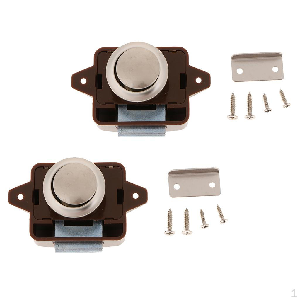 

2x Snap Button Locking Lock for RV Boat Drawer Cabinet Door Brown