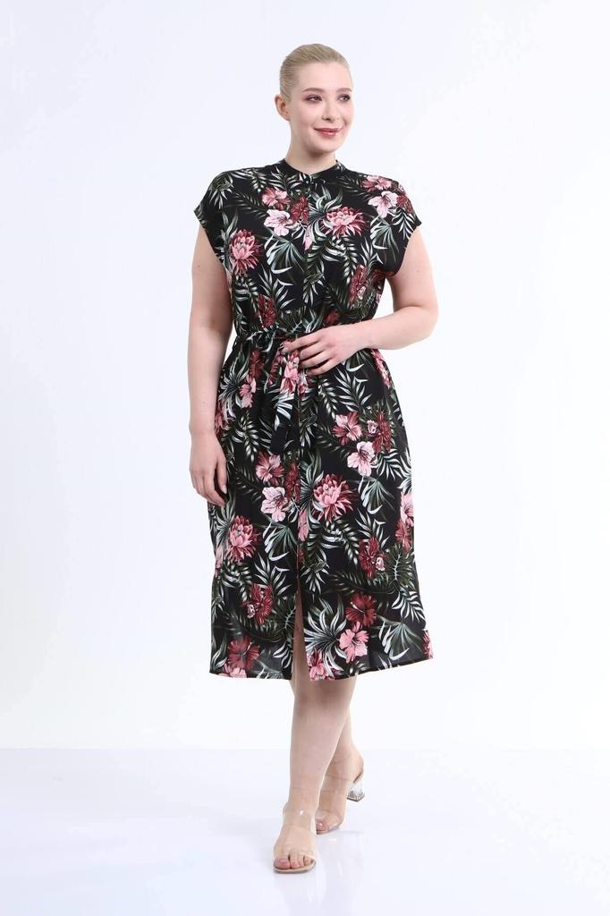 Damen Übergröße Kleid Niedrige Ärmel Hemdkleid