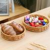 Mini Tray Plastic Hand Woven Basket Round Decorative Tray for Sweet Table Buffet Party Reception Use