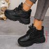 Fashion Black White Chunky Platform Sneakers for Women 2025 Autumn Thick Bottom Dad Shoes Woman PU Leather Height Increase Sneakers 42