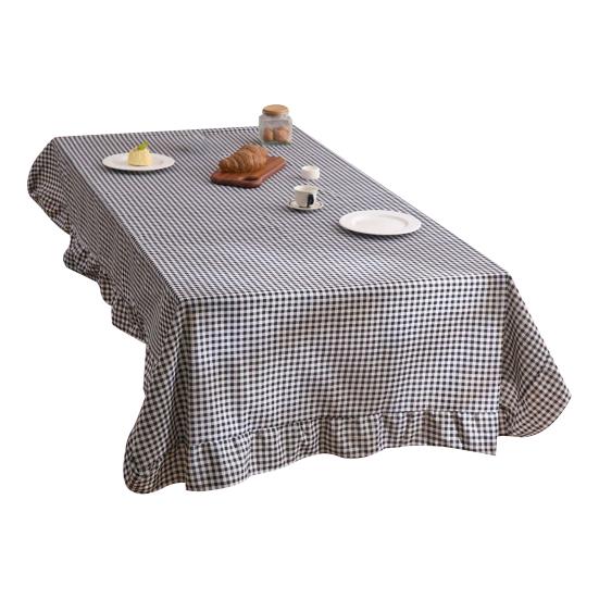 

Ретро Клітинна Скатертина з Воланами Бавовняно-Лляна Фермерська Накидка на Стіл Сільська Машинне Прання Скатертина для Їдальні Садової Вечірки Весілля Дитячого Свята 100x140cm чорний