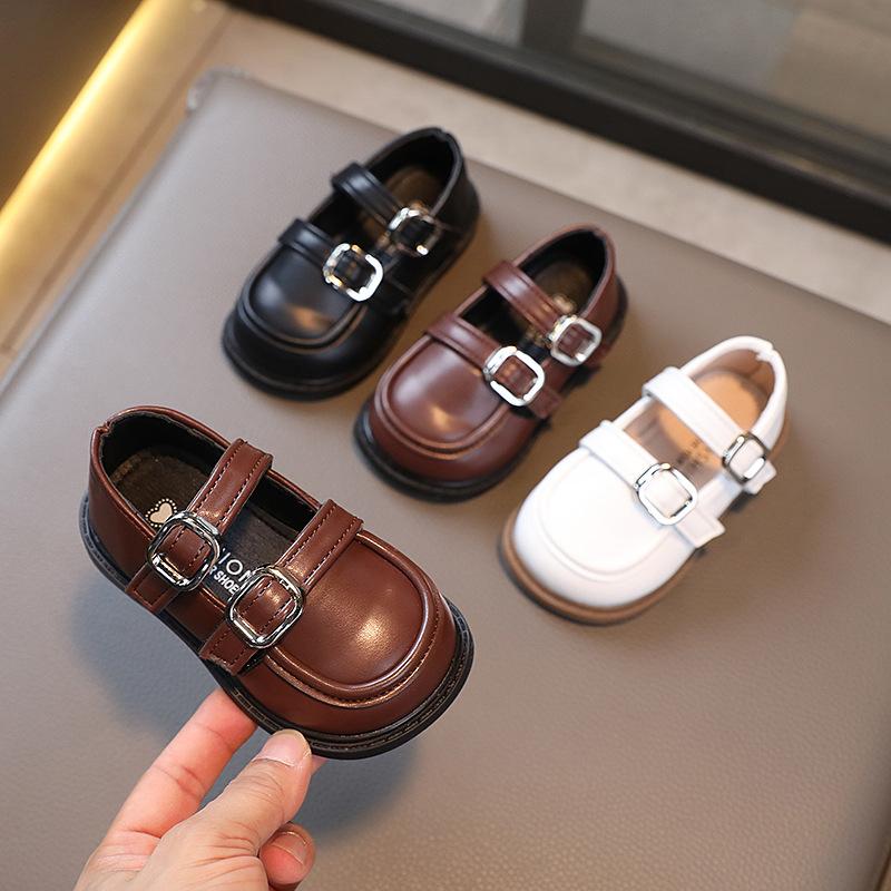 Spring Leather Shoe New Fashion Versatile Girl Shoe Soft Sole Anti Slip Retro Kid Shoes Trendy Casual Simple Princess Sandals