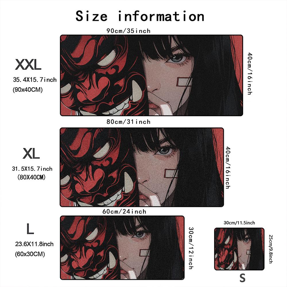 Mask anime girl Mouse Pad Large Computer Office Game Table Mats XXL Rubber Anti-slip Gaming Keyboard Mousepads Long Desk Pads