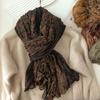Solid Color Cotton Hemp Scarf Warm Neck Wrap Chic Shawl Pleated Long Scarves Vintage Wrinkled Decor Twisted Soft Muffler