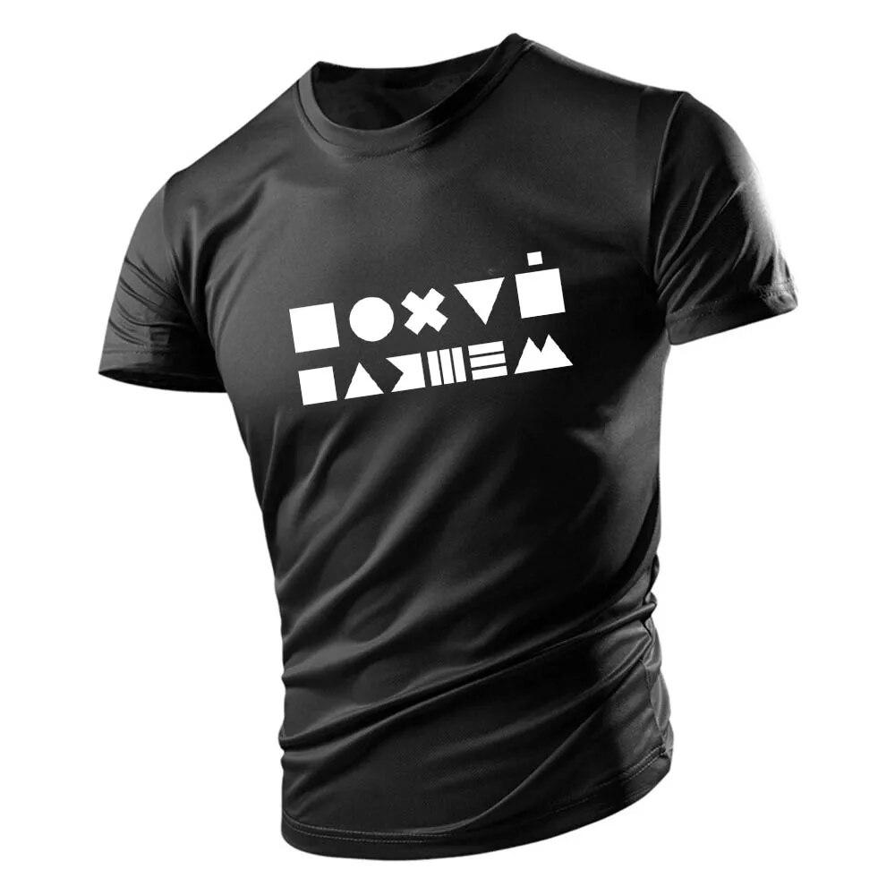 

Летняя мода 2023, повседневная мужская футболка в спортивном стиле с круглым вырезом и коротким рукавом, свободная и удобная, быстросохнущая с 2d буквенным принтом XXL темно-синий