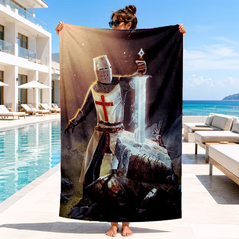 Knights Templar Symbol Beach Towel, Microfiber Beach Towel, Perfect For Pool, Beach, Travel, Home Decor Beach Party Fan Gifts