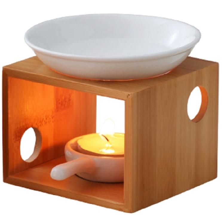 Elegant Wood Oil Warmer Diffuser Holder With Removable Ceramic Bowl For Easy Cleaning And Maintenance