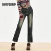 BEAUTIFUL WARDROBE American Retro High-Waist Slim Straight Jeans for Women