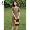 Jiuzi Anna Kou OL Style Business Commuting Minimalist Waist Cinched TR Dress