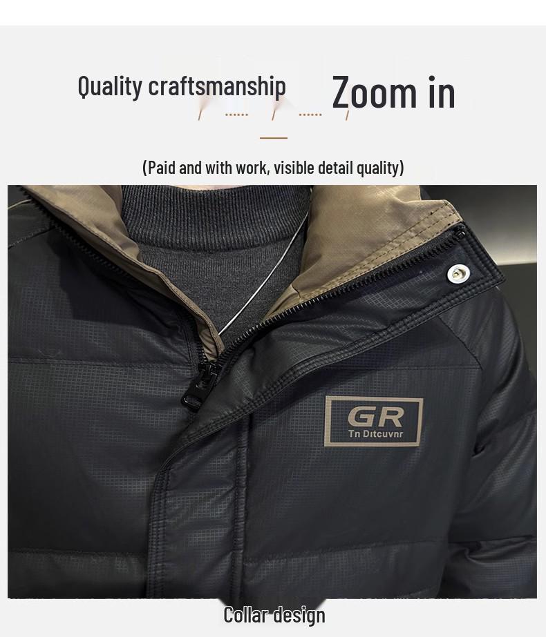 Wuhan Men's Solid Color Stand-Up Collar Down Jacket - Trendy High-End Design
