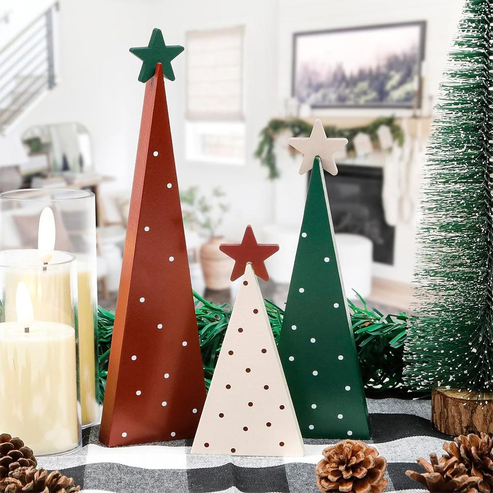 3Pcs Xmas Trees Tabletop Decorations Multi-Purpose Rustic Xmas Tree Table Signs Christmas Tree Wood Sign for Home Office Decor