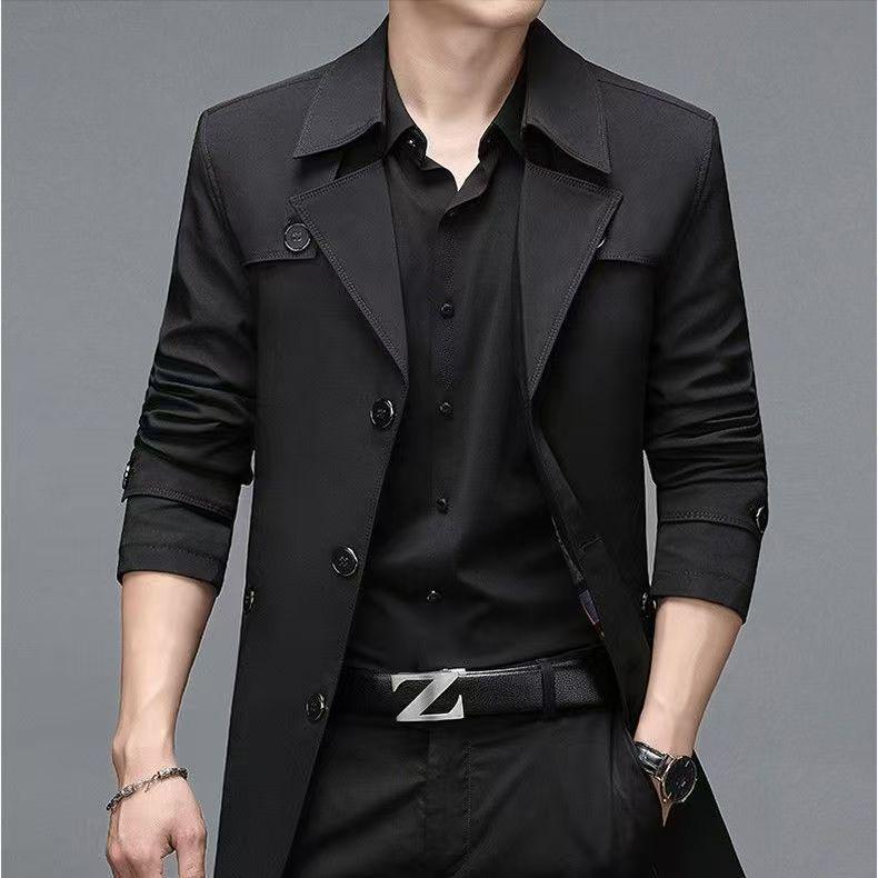 

Стильное мужское приталенное тренчкот с отложным воротником - Повседневная деловая одежда для весны и осени 170/M (90-110 jin)