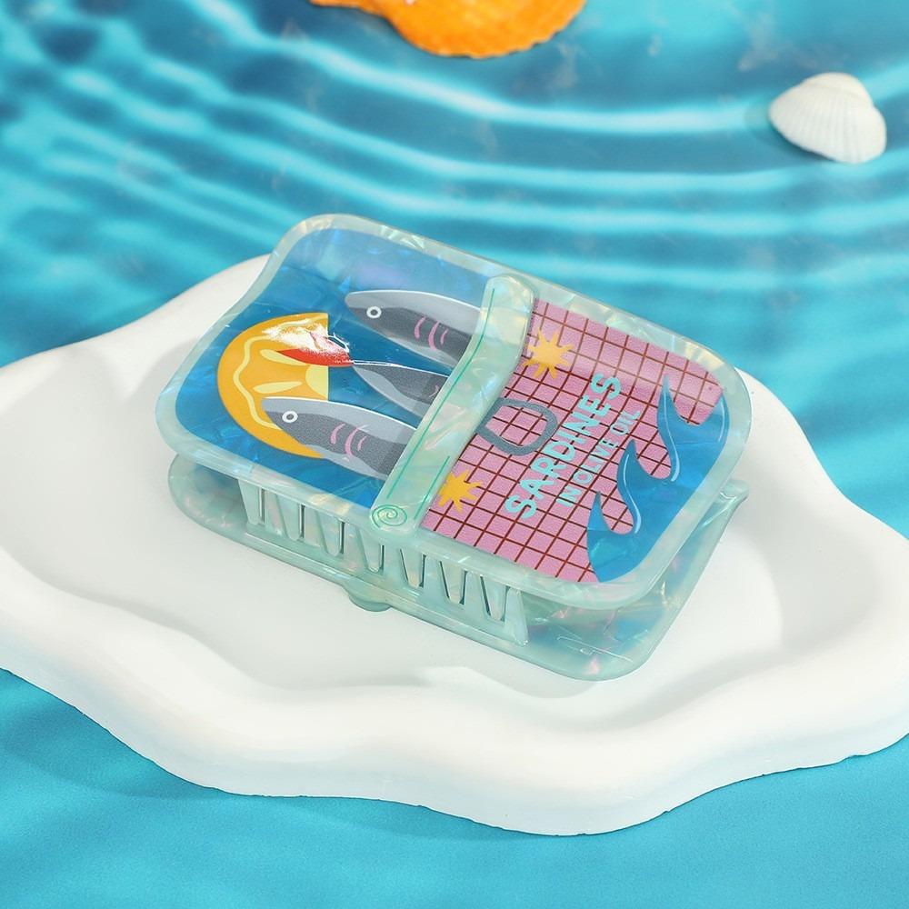 Sardine Can Small Fish Hair Clip Hairpin Square Fish Grab Clip Ocean Animal Hair Claw  Streetwear