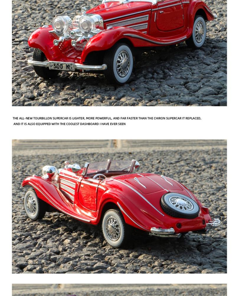 1:32 500K Alloy Classic Vintage Car Silver Plating High Simulation Diecast Metal Model Car Children's Toys Collection Gifts