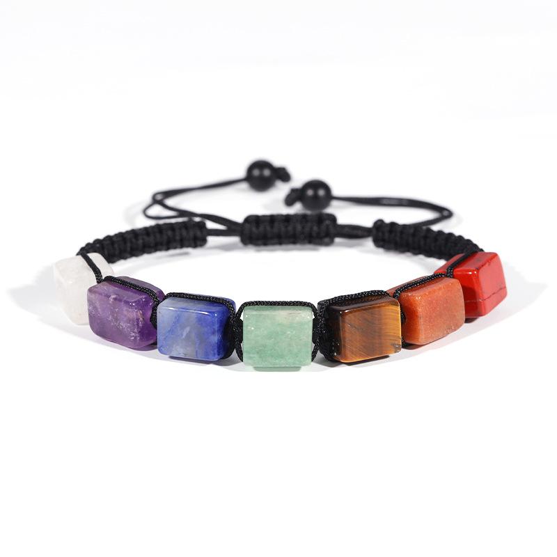 Weave Colorful Gemstone Bracelets, Green Dongling Tiger-eye Square Natural Stone Necklaces, Crystal Bracelets