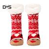 1 Pair Winter Floor Socks Thickened Fuzzy Plush Warmth Retention Christmas Print Leg Warmer Silicone Bottom Fall Winter Floor Socks Holiday Gift