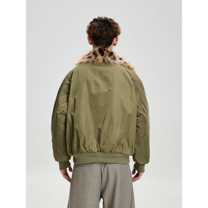 Cabbage Coke American Retro Thick Cotton Jacket for Men and Women, Loose Deconstructed Brushed High-End Fur Collar Coat