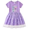 Vestido de Princesa de Malla con Lentejuelas Arcoíris de Kpop Demon Slayer para Niñas - Manga Corta de Verano y Manga Larga de Primavera/Otoño