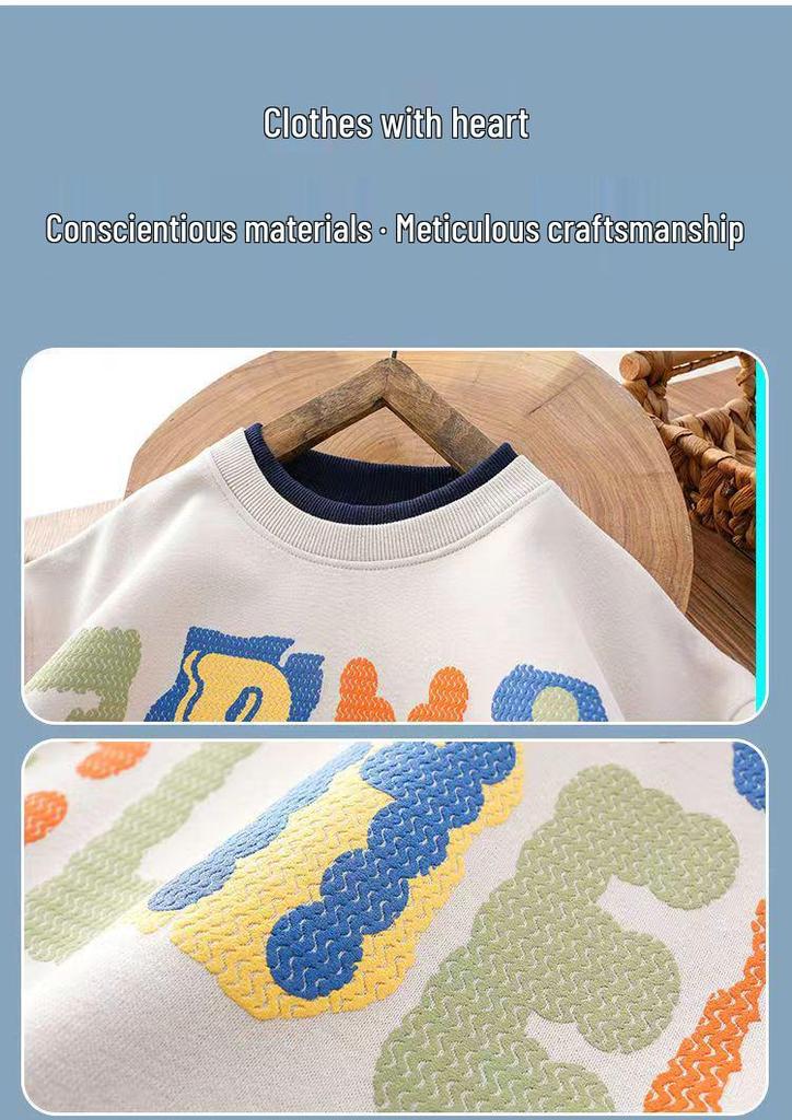 2024 Spring/Autumn Boys' Thin Pullover Sweatshirt - Cool Base Layer for Medium/Large Kids