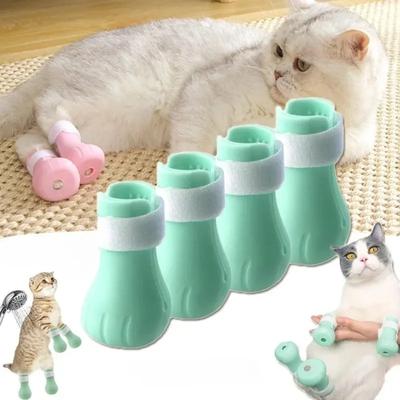 Ayarlanabilir Silikon Çizilmez Kedi Ayak Ayakkabıları, Bakım Banyo Yıkama, Tırnak Pati Kılıfı Koruyucu, Evcil Hayvan Bakım Araçları