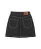 West Grand Boulevard Contrast Raw Denim Mini Skirt Black Indigo