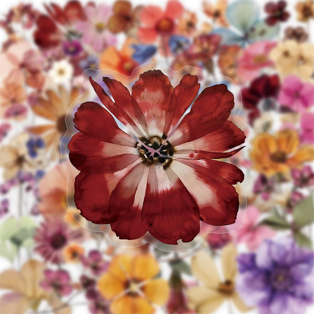 10/30/50pcs Vintage Dry Flower Stickers Watercolor Aesthetic Graffiti Decals DIY Laptop Journal Notebook Transparent Sticker Toy