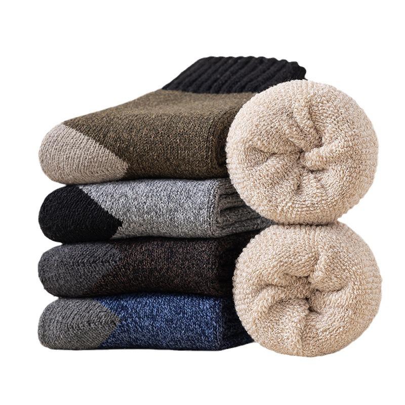 Meias Masculinas Super Grossas de Lã e Caxemira até o Meio da Panturrilha - Quentes para o Inverno, Acima do Joelho, Mais Veludo para Idosos