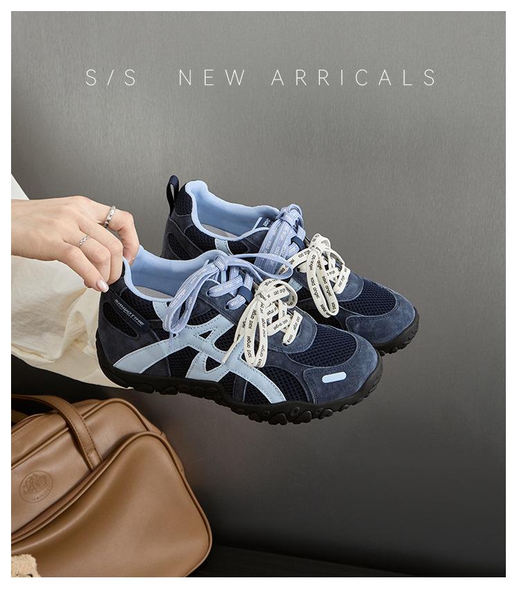 7CM Inner Height Increase German Training Shoes Women's Shoes 2025 Autumn New Mesh Thick-soled Breathable Casual Sports Shoes Forrest Gump Shoes