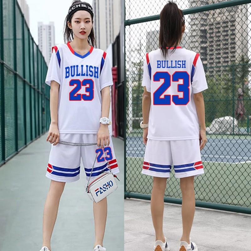 Set Maglie da Basket Donna Finto Due Pezzi Manica Corta Uniformi Squadra Studenti