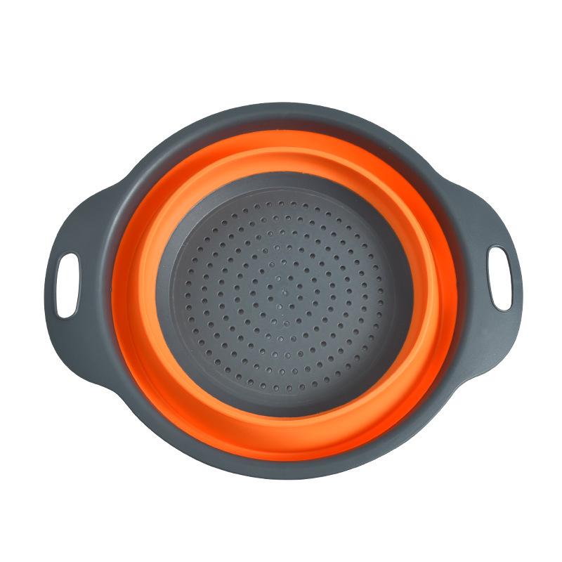 Foldable Round Draining Basket - Plastic Filter for Washing Vegetables & Fruits