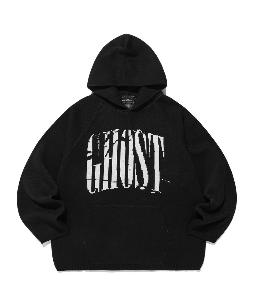 NICEGHOSTCLUB Big Ghost Logo Knit Hoodie_Black(Ng2Dfuk611A)