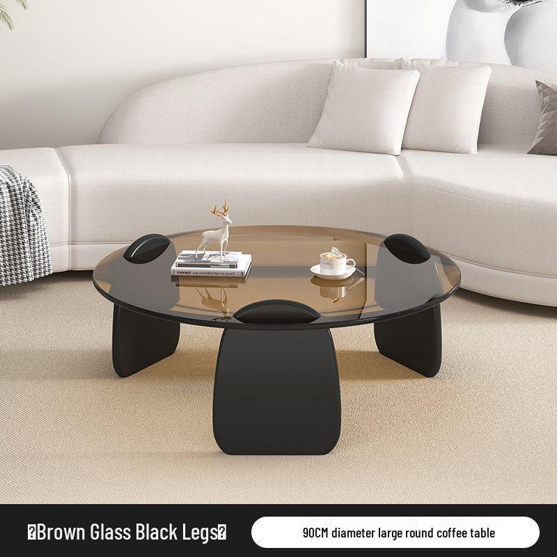 Nordic Minimalist Round Tempered Glass Coffee Table for Living Room - Elegant Light Luxury Italian Style for Small Apartments