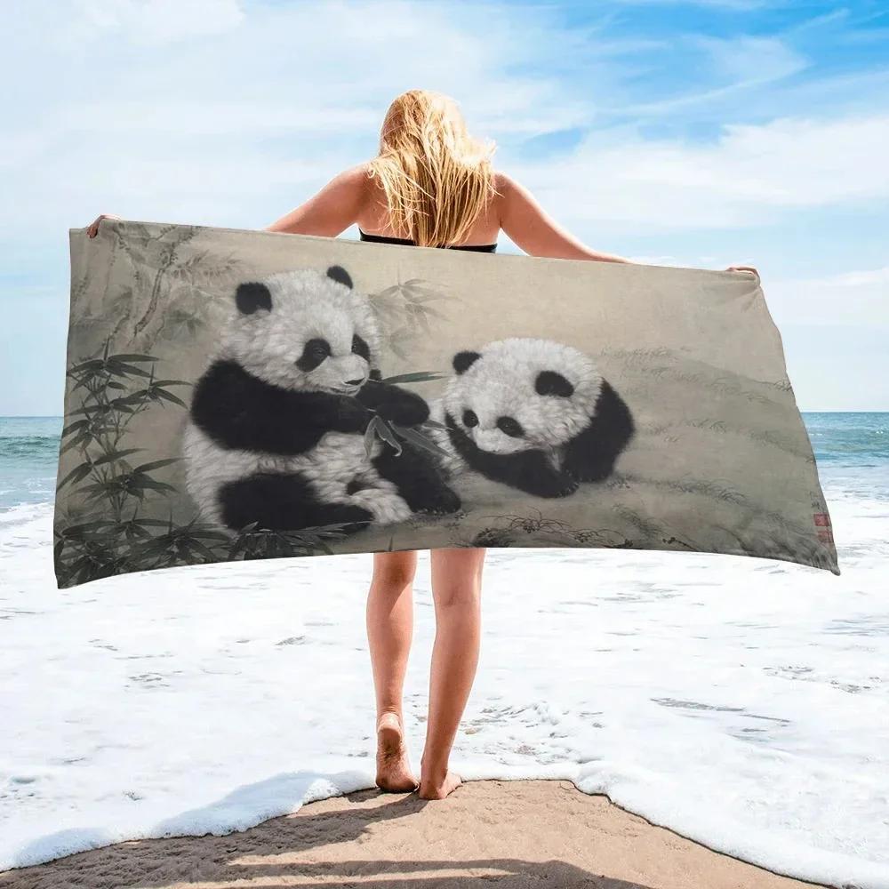 Panda Beach Towel Bathroom Cute Cartoon Animal Soft Quick-drying Bath Towel Kids Teen Adults Gifts Shower Summer Blanket Towels