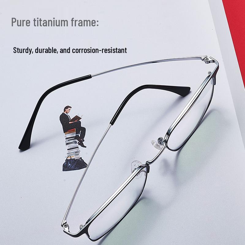 Premium Photochromic Progressive Multifocal Reading Glasses with Anti-Blue Light, UV Protection, and Pure Titanium Frames