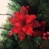 10pcs/set Christmas Glitter Flower 10cm Gold Silver Red Artificial Floral Head Xmas Tree Decoration Home New Year Navidad Gifts
