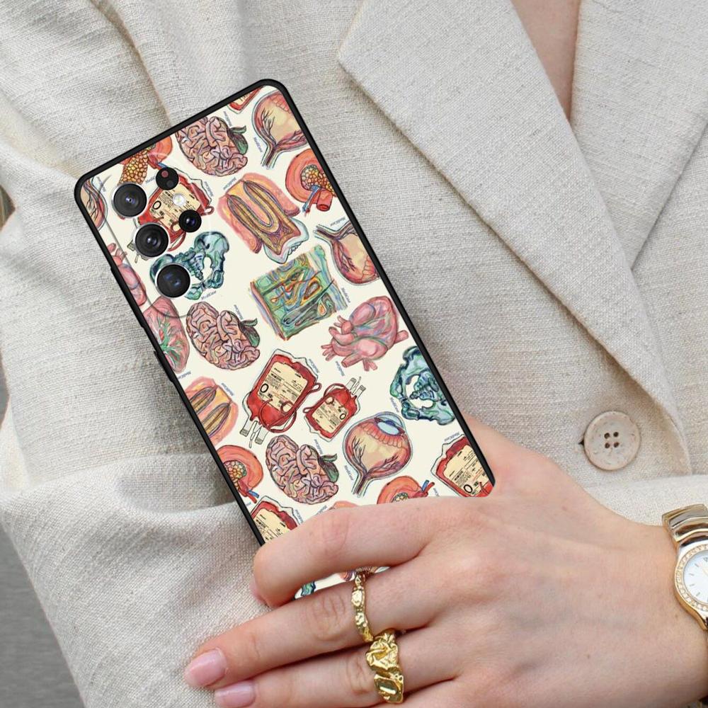 Vintage Anatomy Heart Cardiac Nurse Cell Phone Case for Samsung Galaxy S26 Ultra S25 S24 S23 S22 S21 S20 Note10 Cover Galaxy S26 Ultra