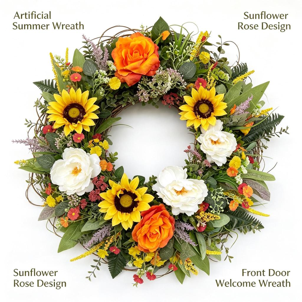 Colorful Eucalyptus Wreath Front Door Hanging Home Decor